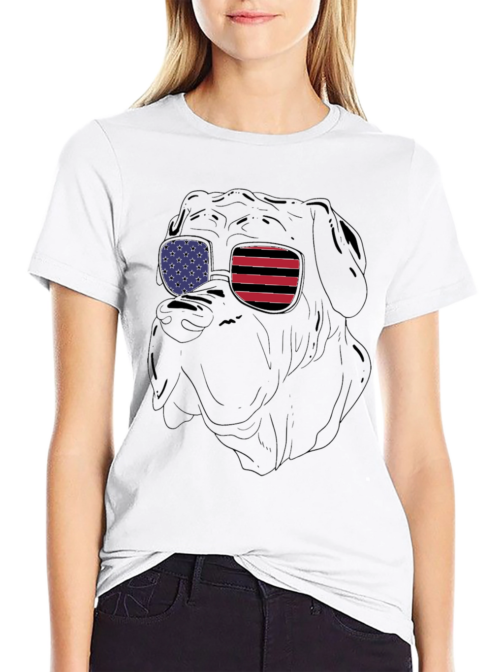 Patriotic Bulldog Sunglasses T-Shirt