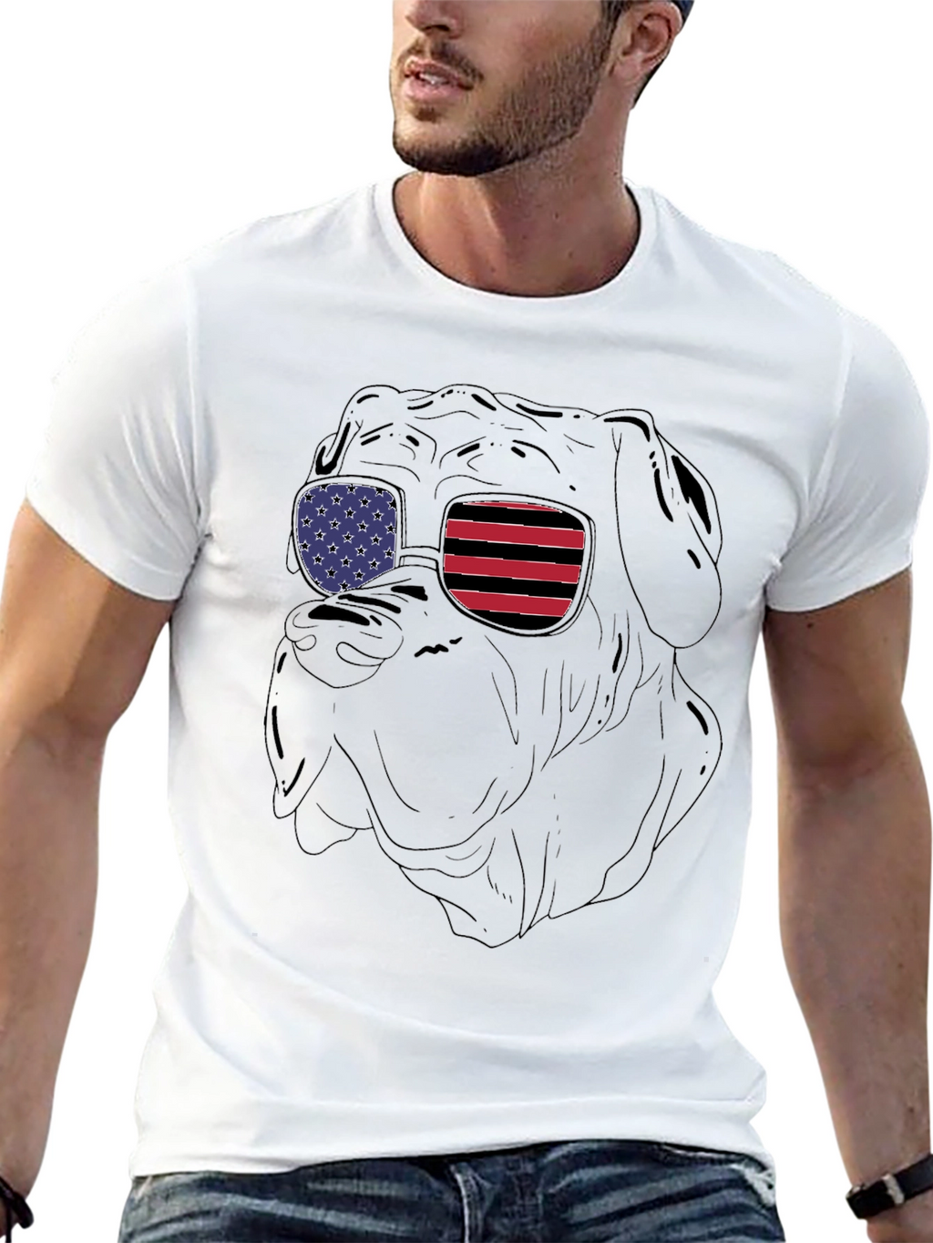 Patriotic Bulldog Sunglasses T-Shirt