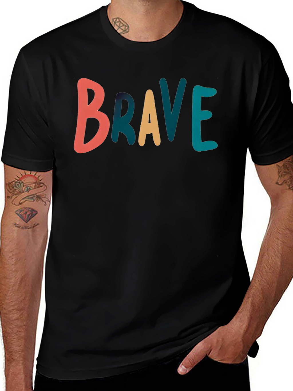 Brave Graphic Tee - Black Cotton T-Shirt
