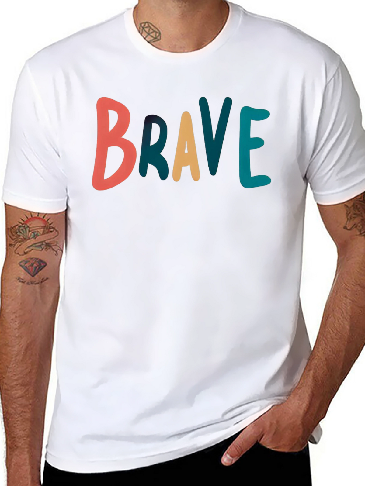 Brave Graphic Tee - Black Cotton T-Shirt