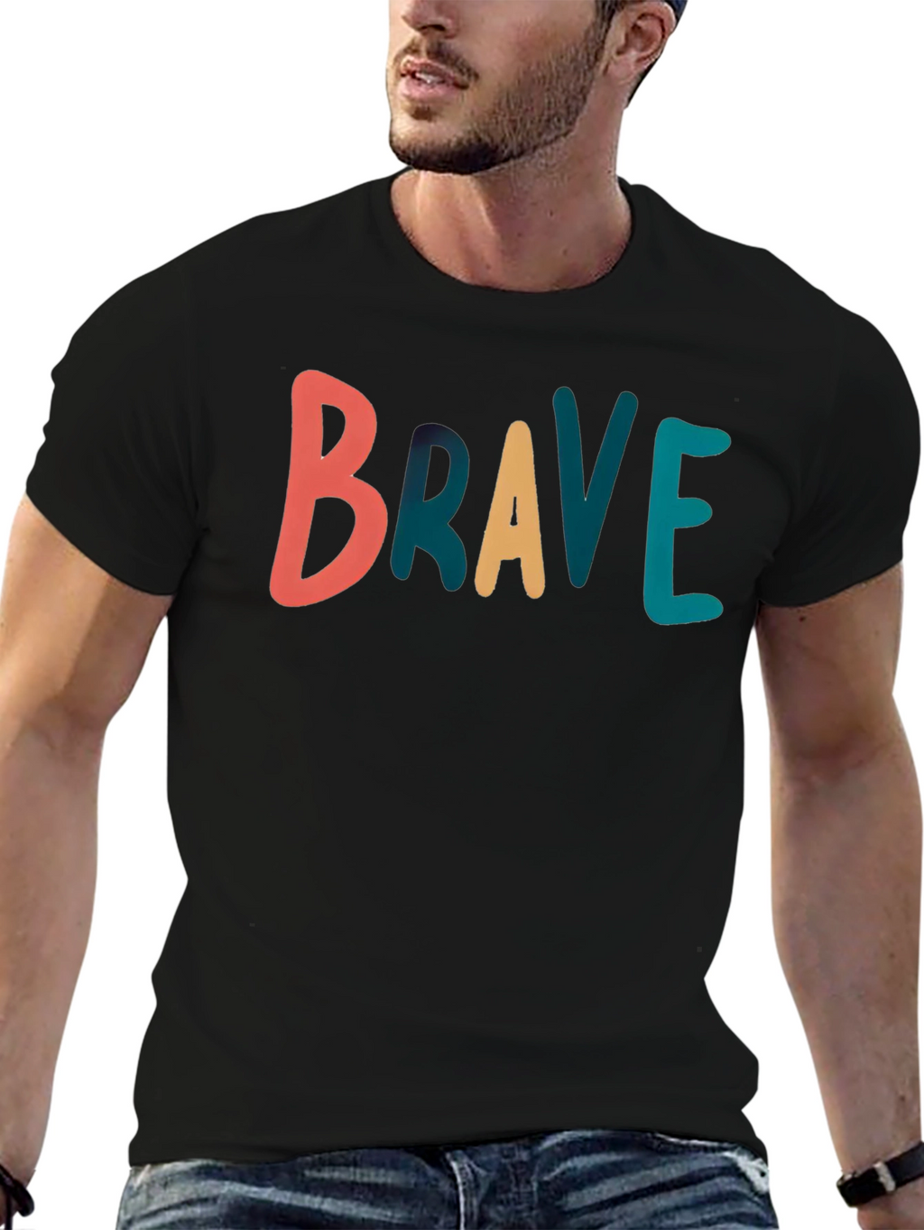 Brave Graphic Tee - Black Cotton T-Shirt