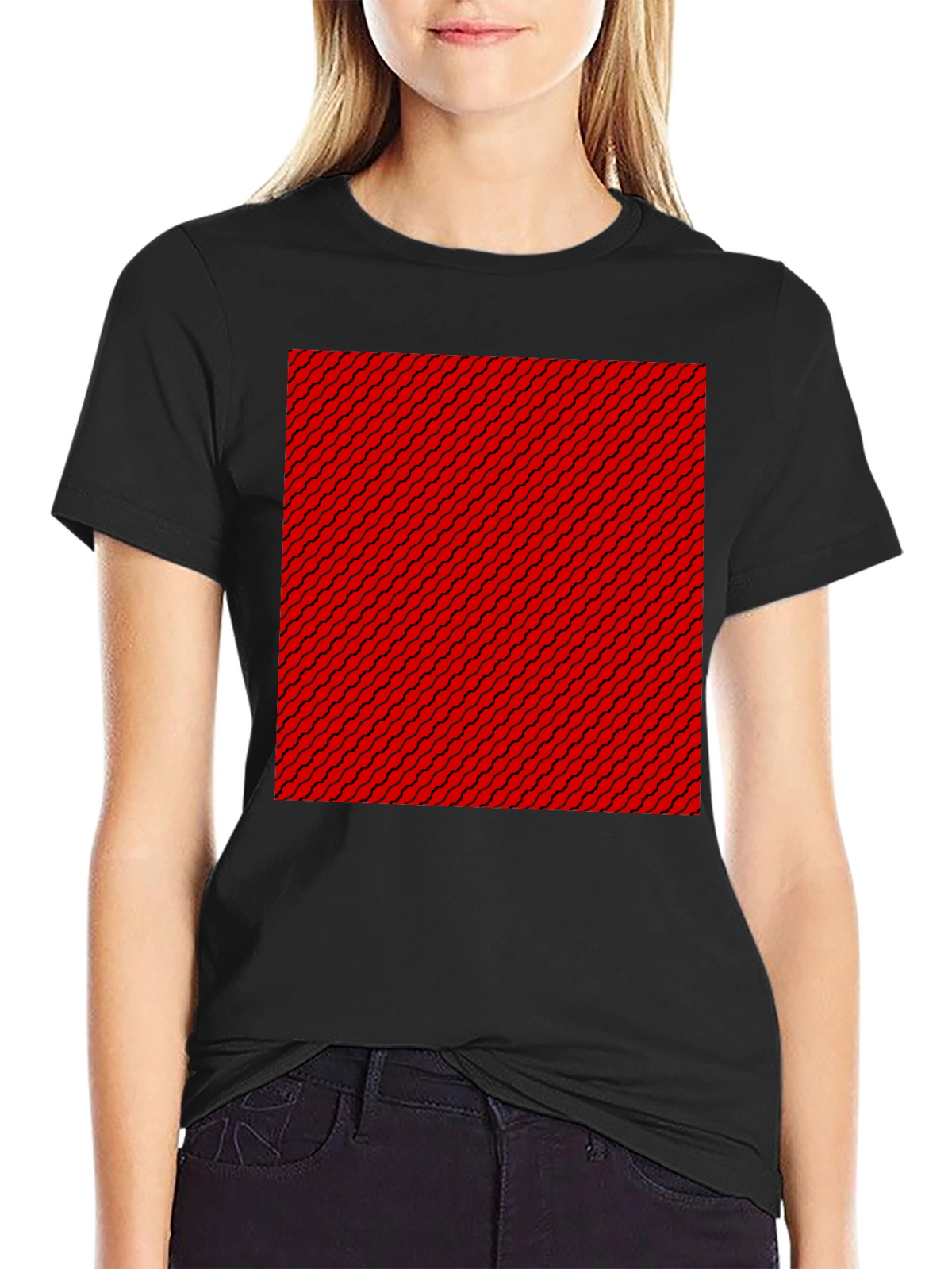 Patterned Graphic Tee - Black