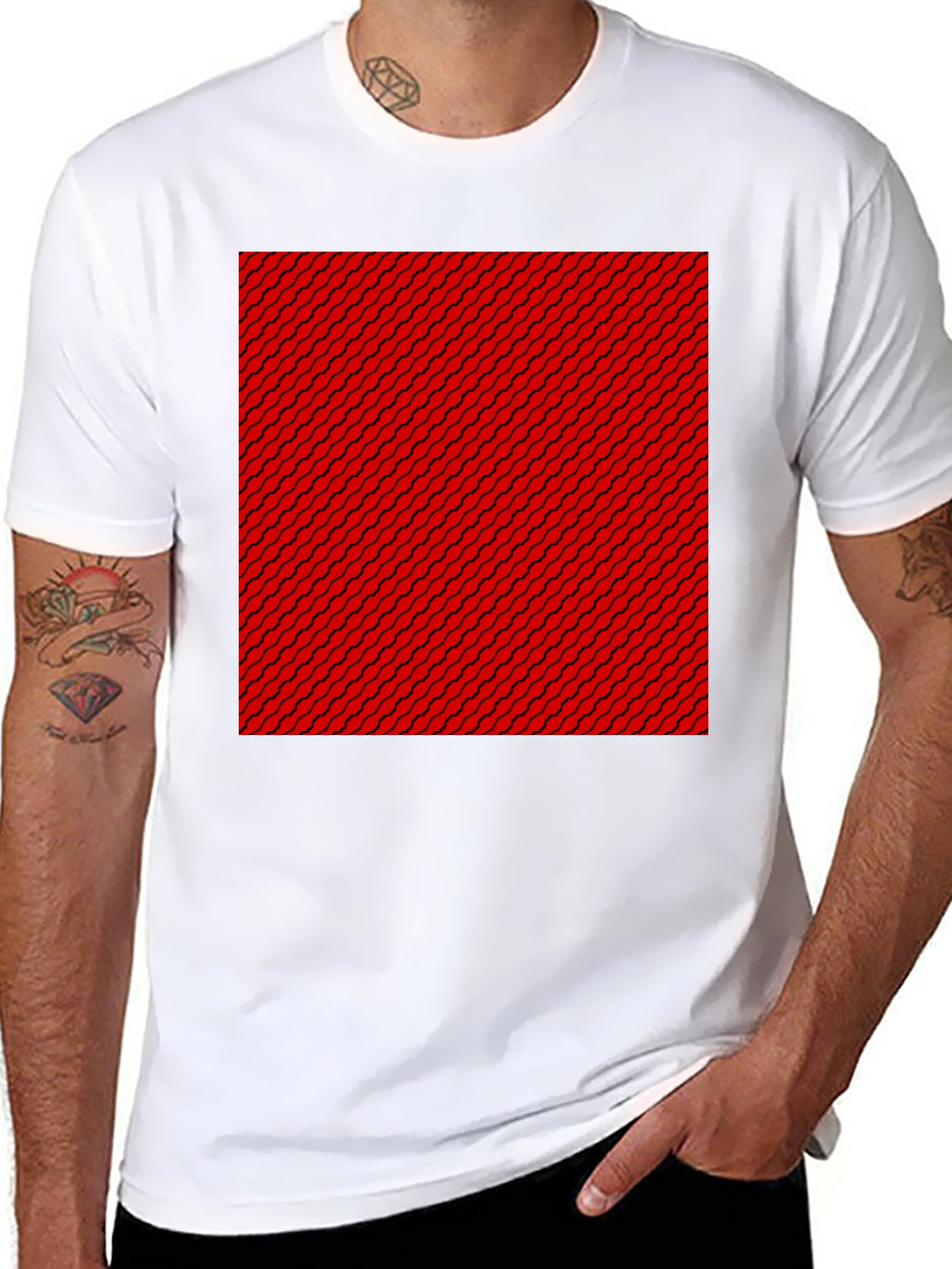 Patterned Graphic Tee - Black