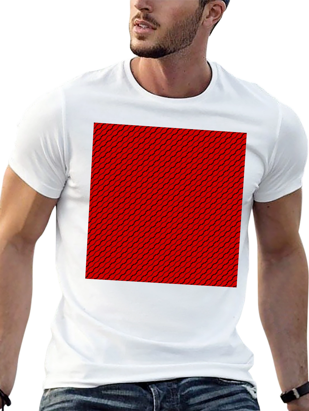 Patterned Graphic Tee - Black