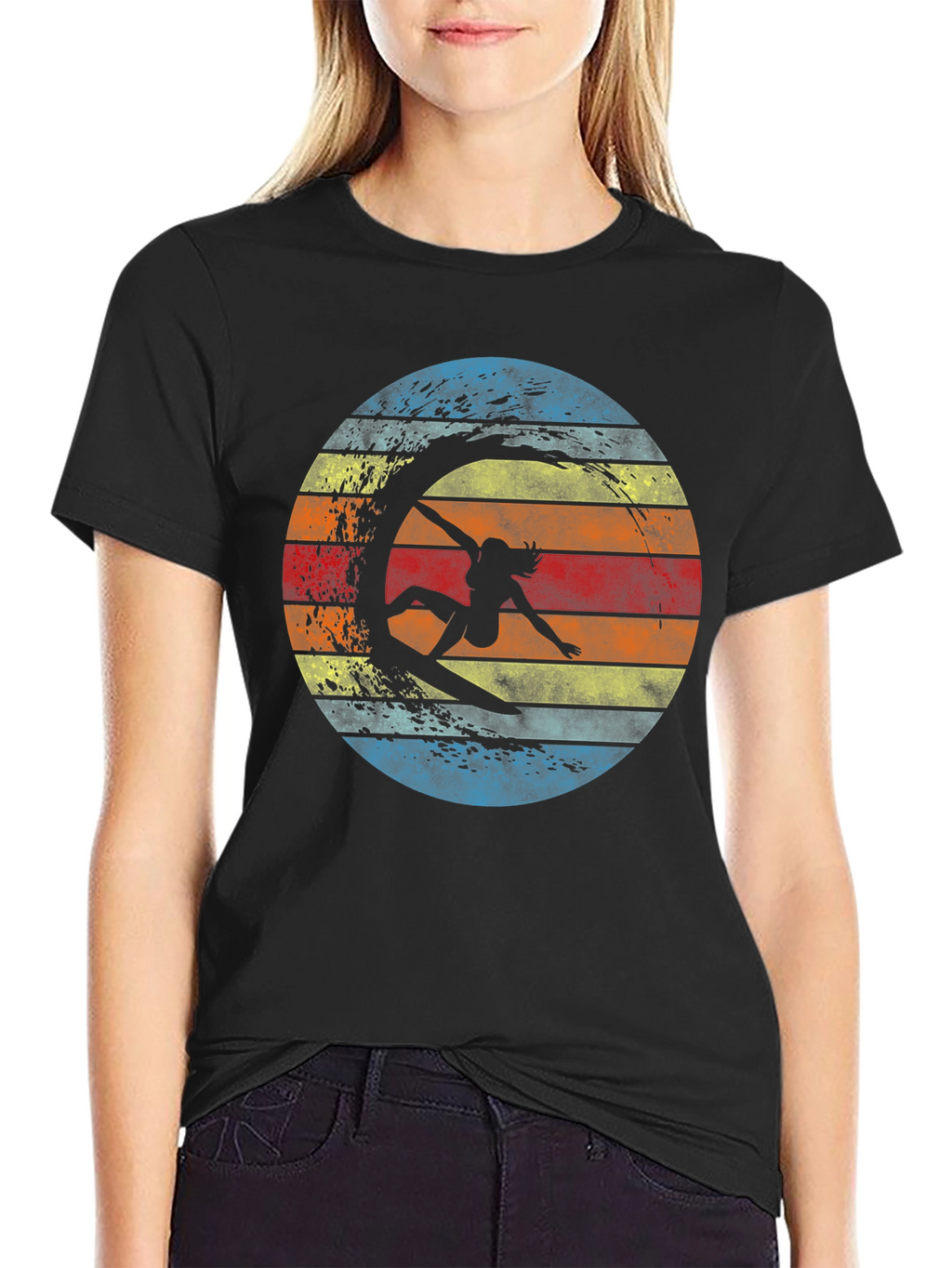 Retro Surfer Silhouette Graphic Tee