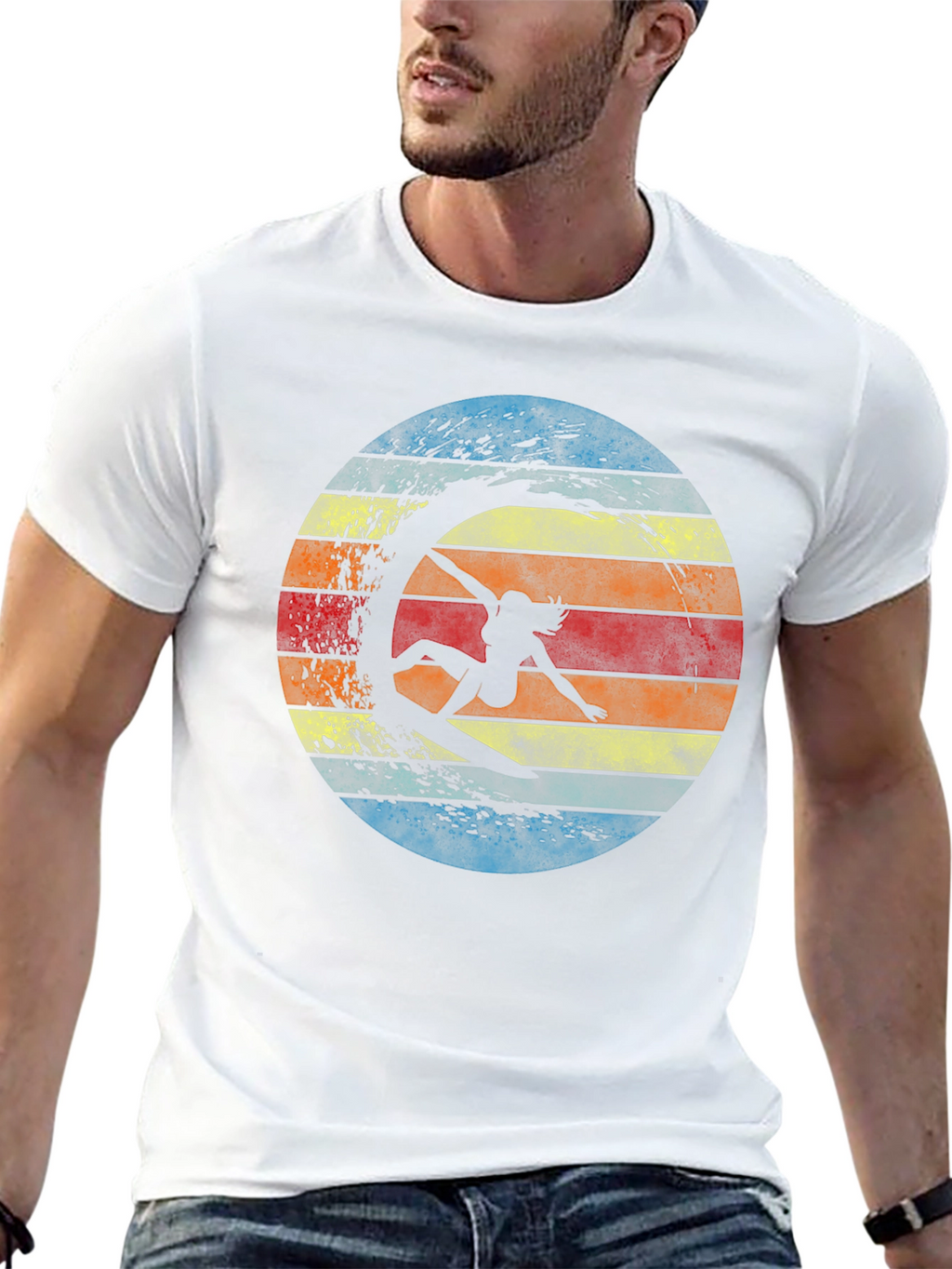 Retro Surfer Silhouette Graphic Tee