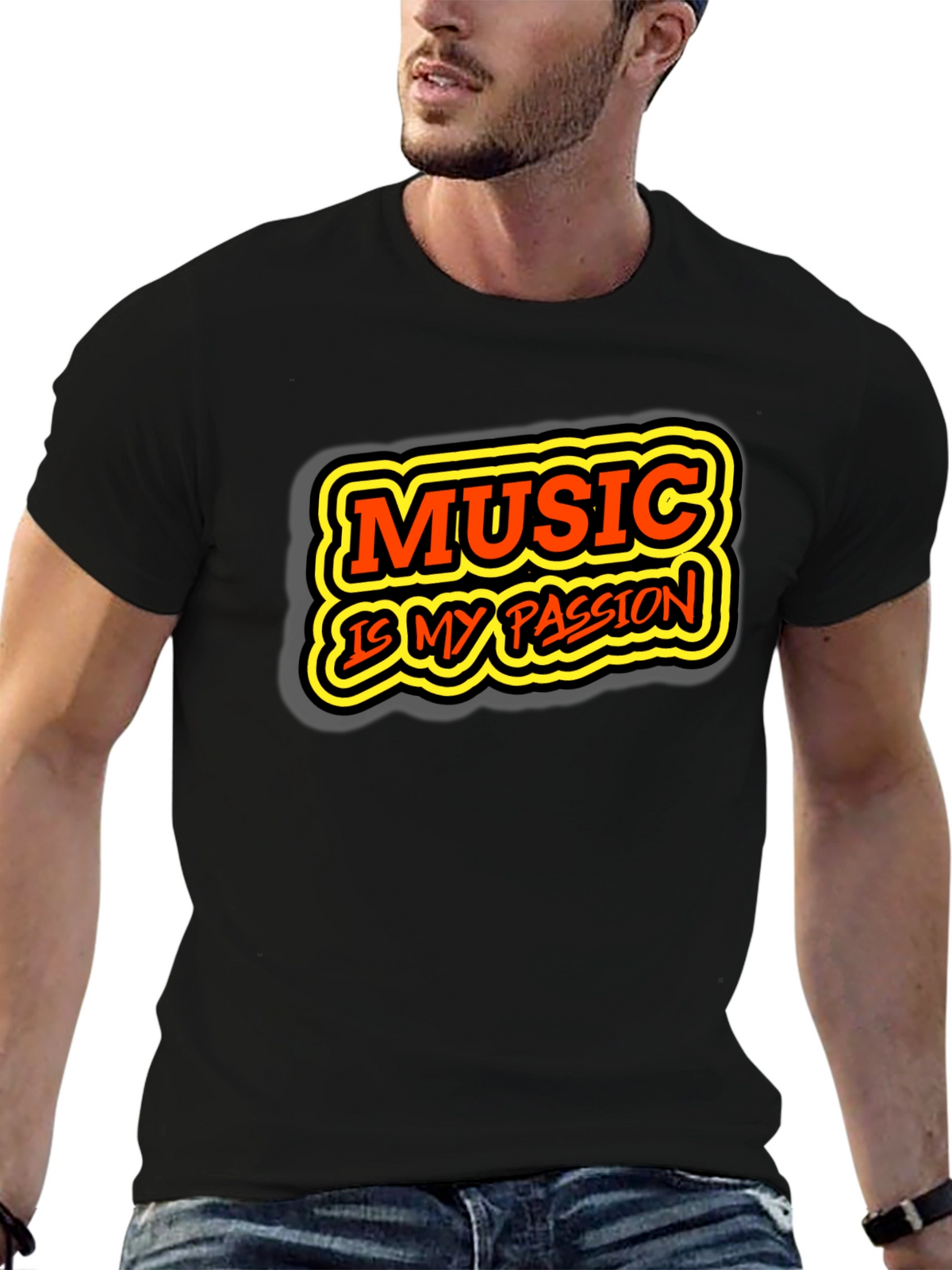 Music is My Passion Graphic Tee - Black