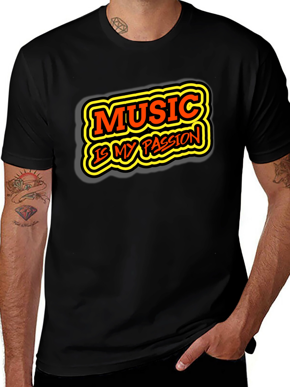 Music is My Passion Graphic Tee - Black