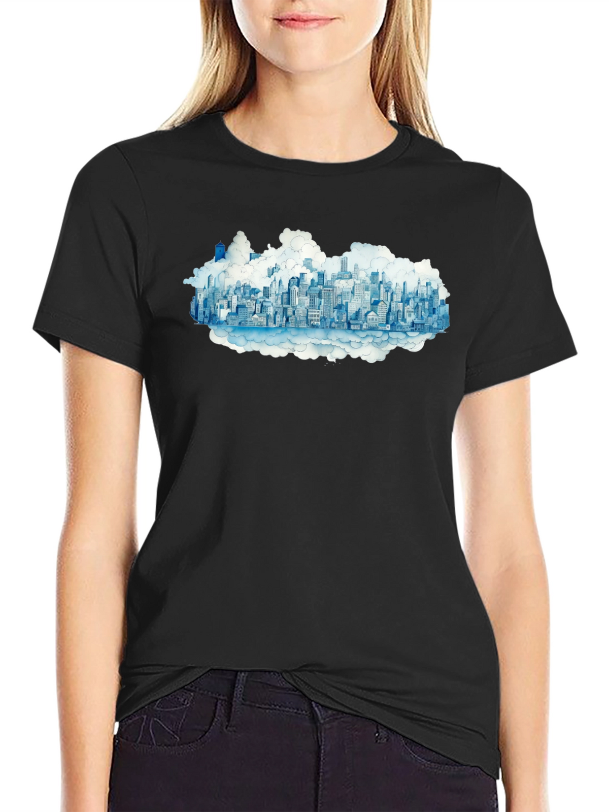 City in the Clouds Black Tee