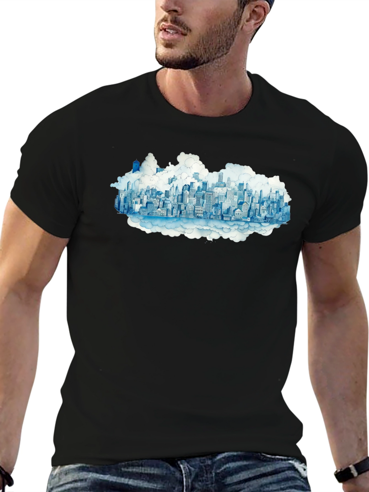 City in the Clouds Black Tee