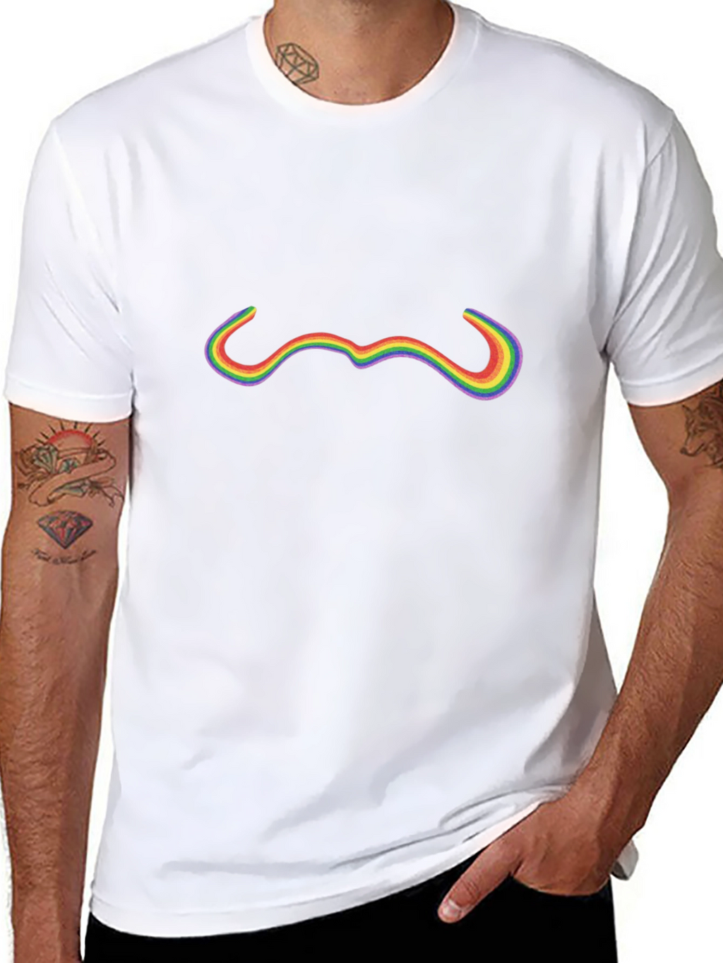 Rainbow Moustache Graphic Tee - Stylish Comfort
