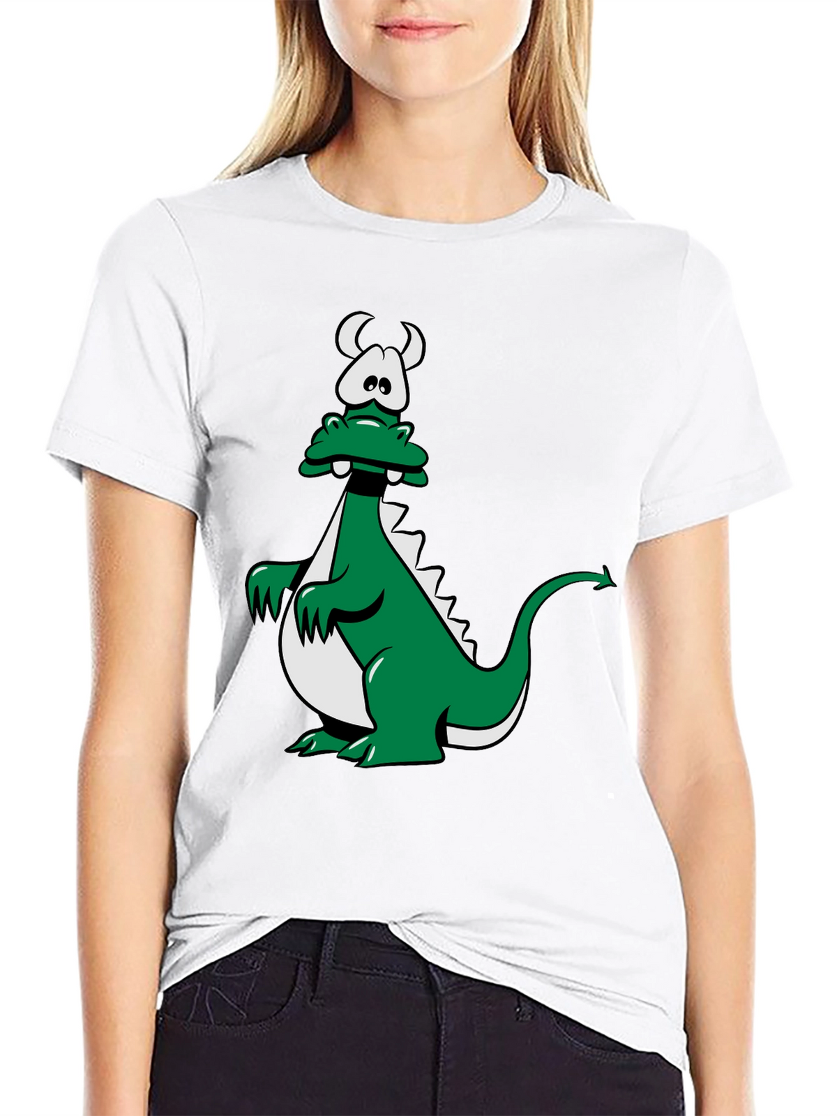 Cartoon Dragon Graphic Tee - Black Unisex T-Shirt