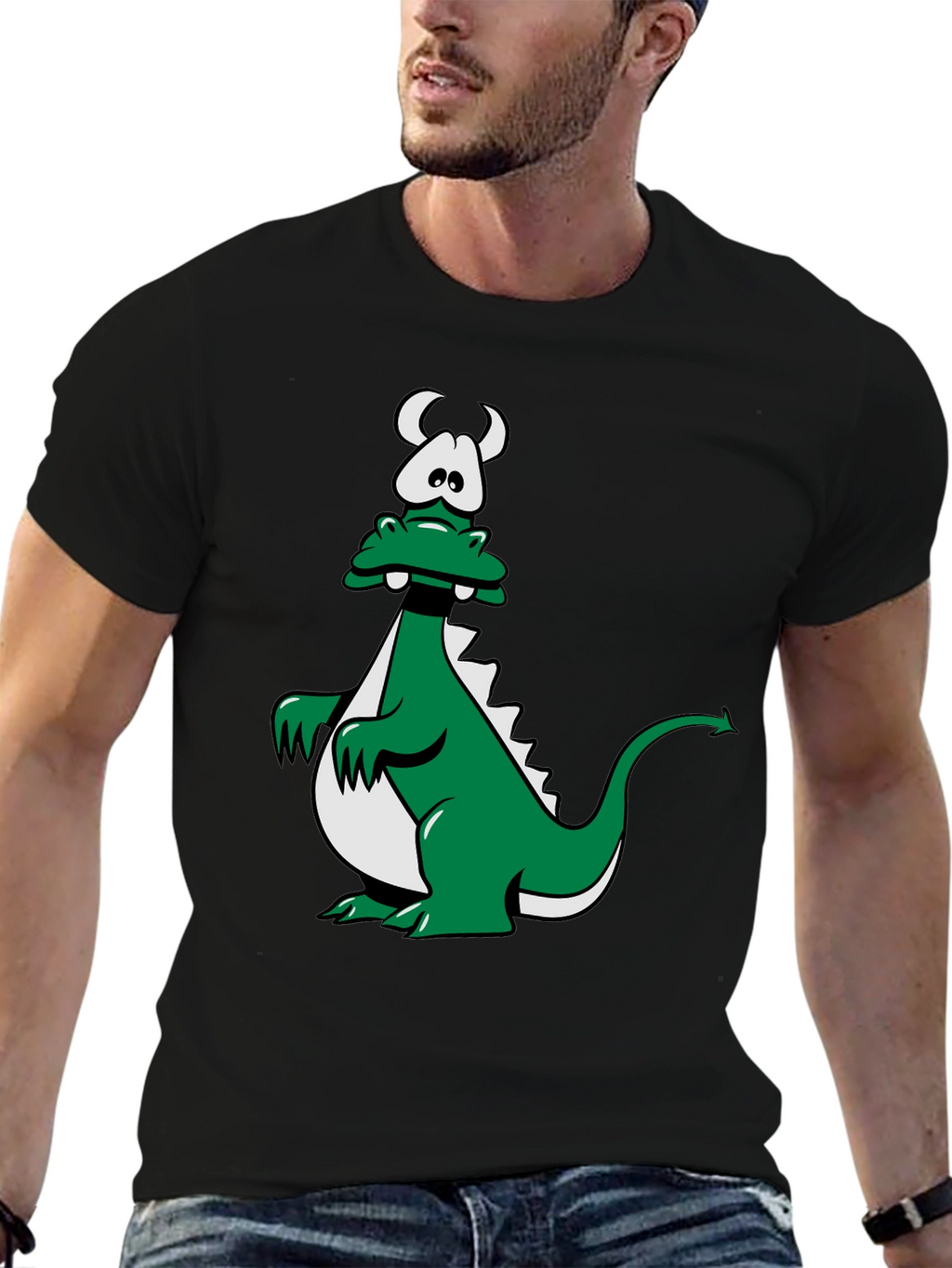 Cartoon Dragon Graphic Tee - Black Unisex T-Shirt