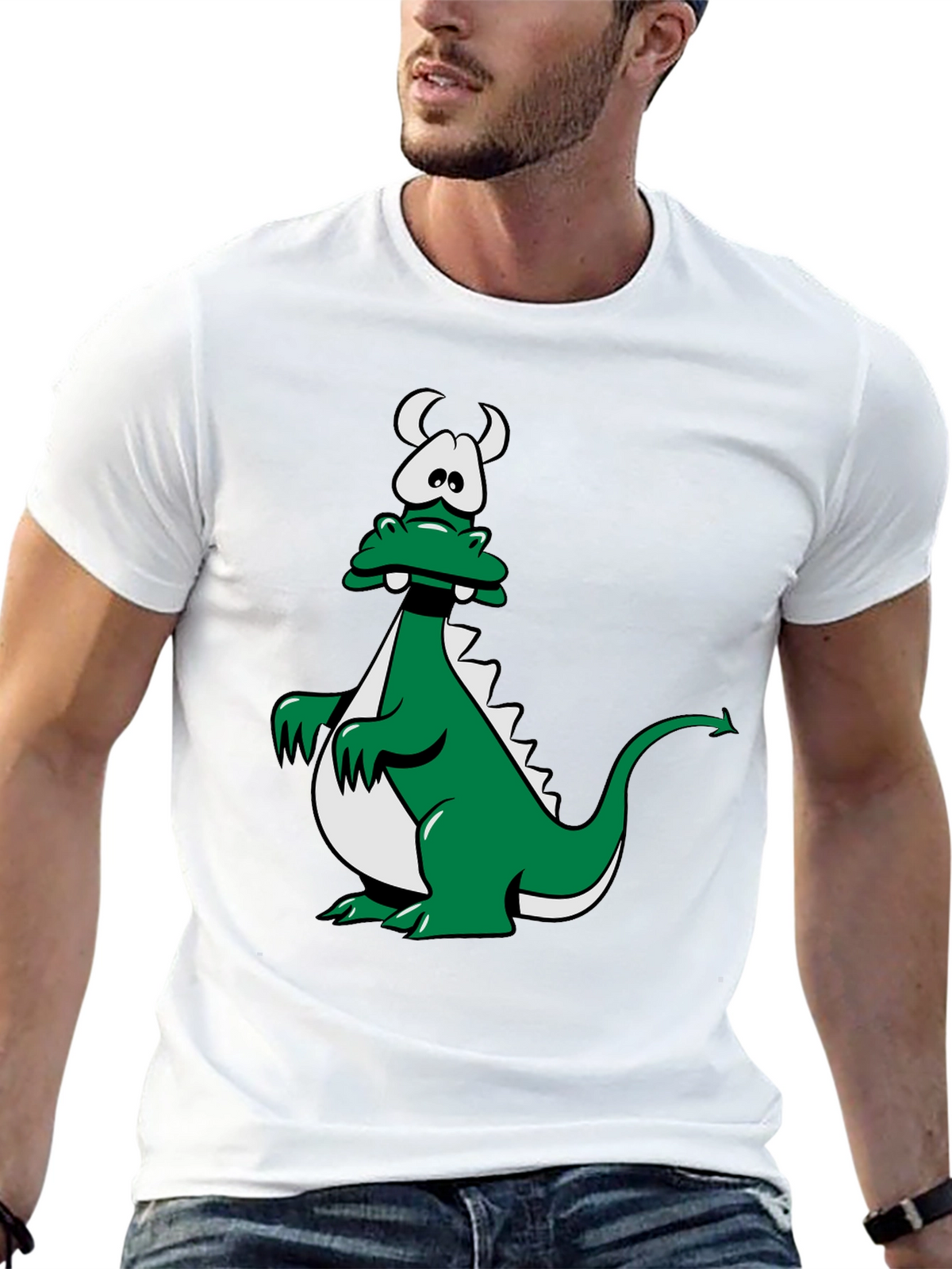Cartoon Dragon Graphic Tee - Black Unisex T-Shirt