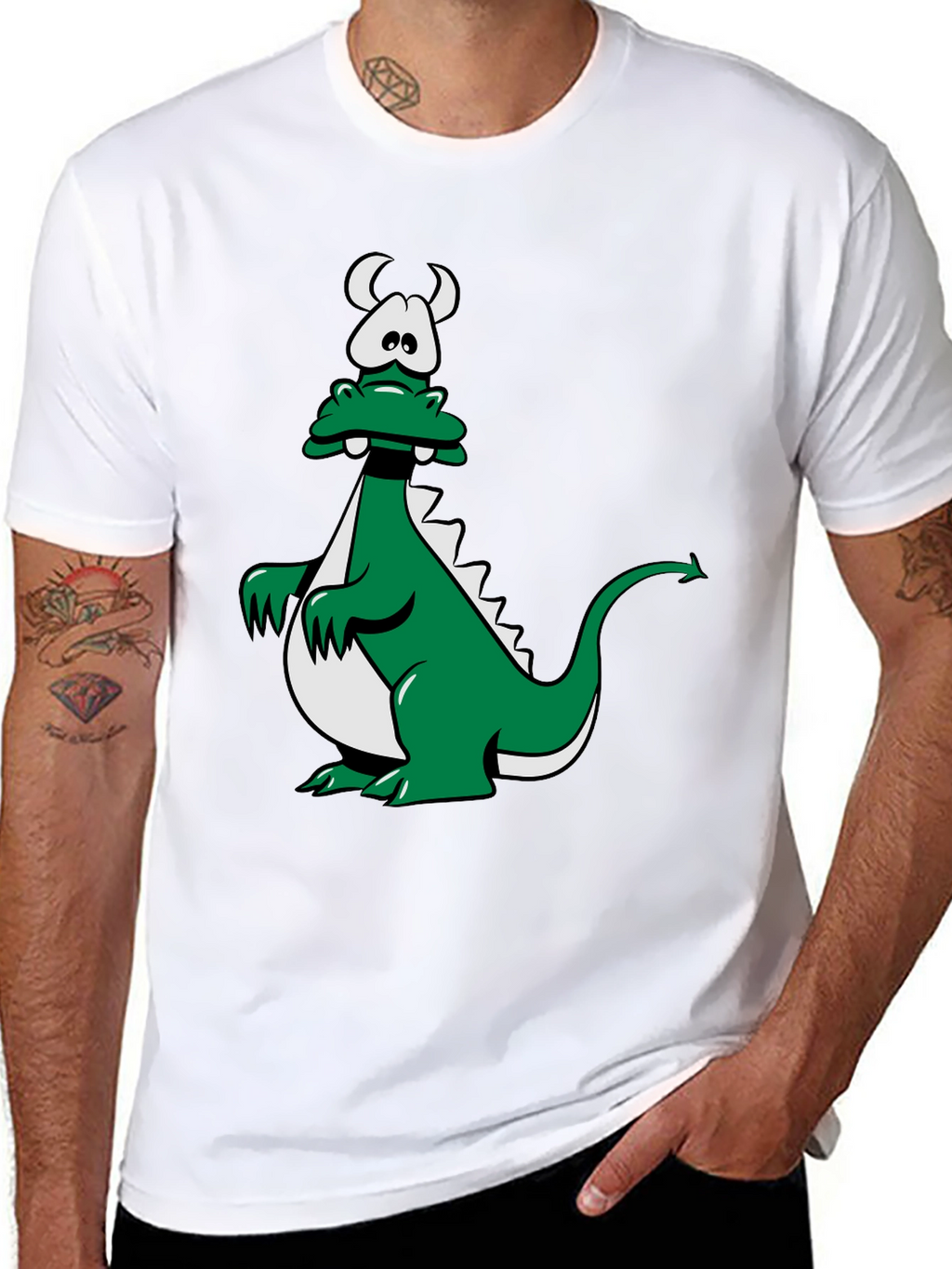Cartoon Dragon Graphic Tee - Black Unisex T-Shirt