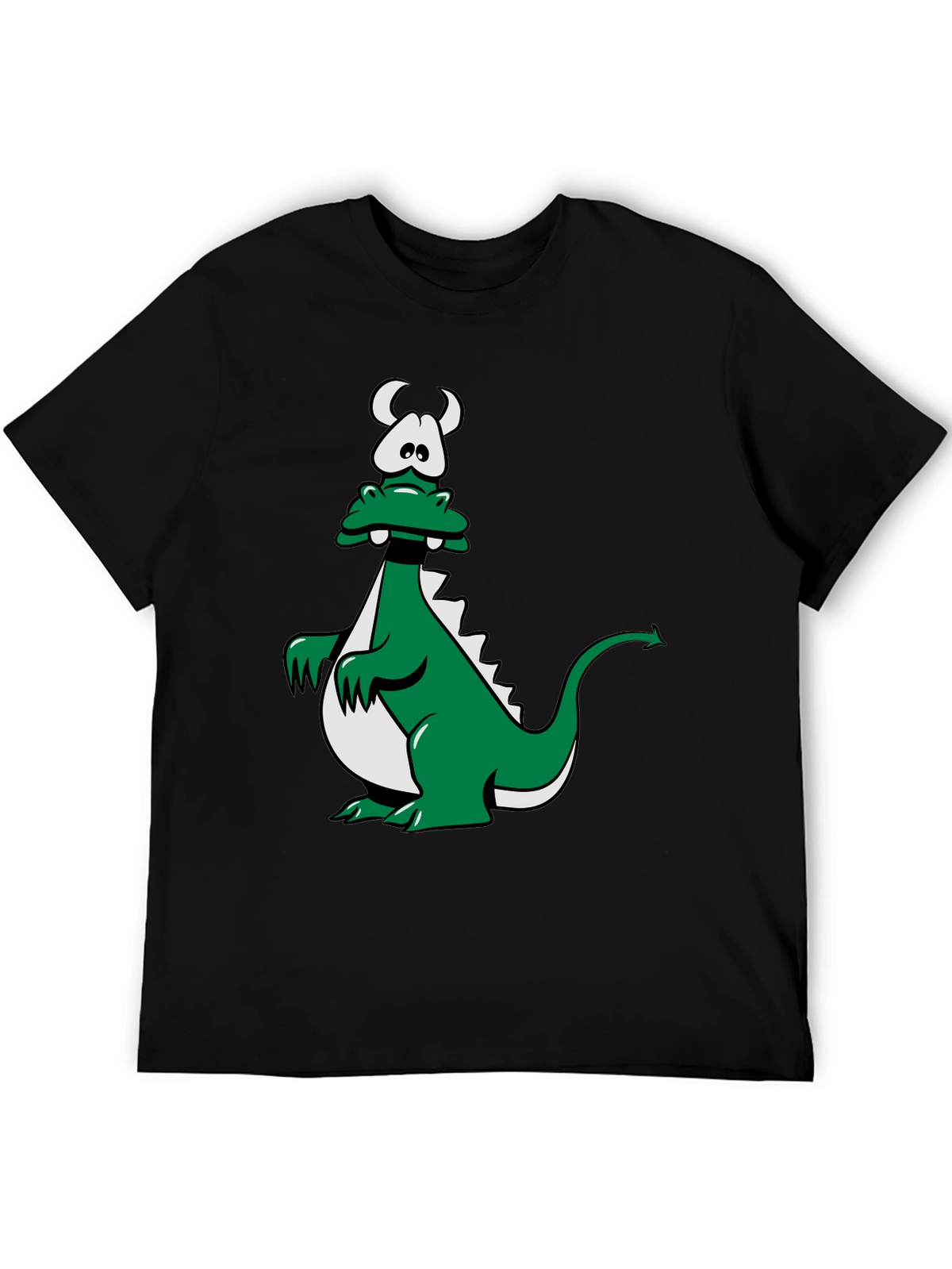 Cartoon Dragon Graphic Tee - Black Unisex T-Shirt