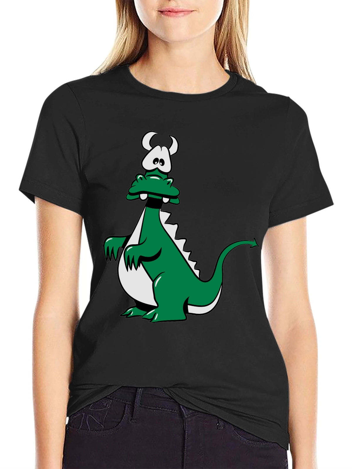 Cartoon Dragon Graphic Tee - Black Unisex T-Shirt