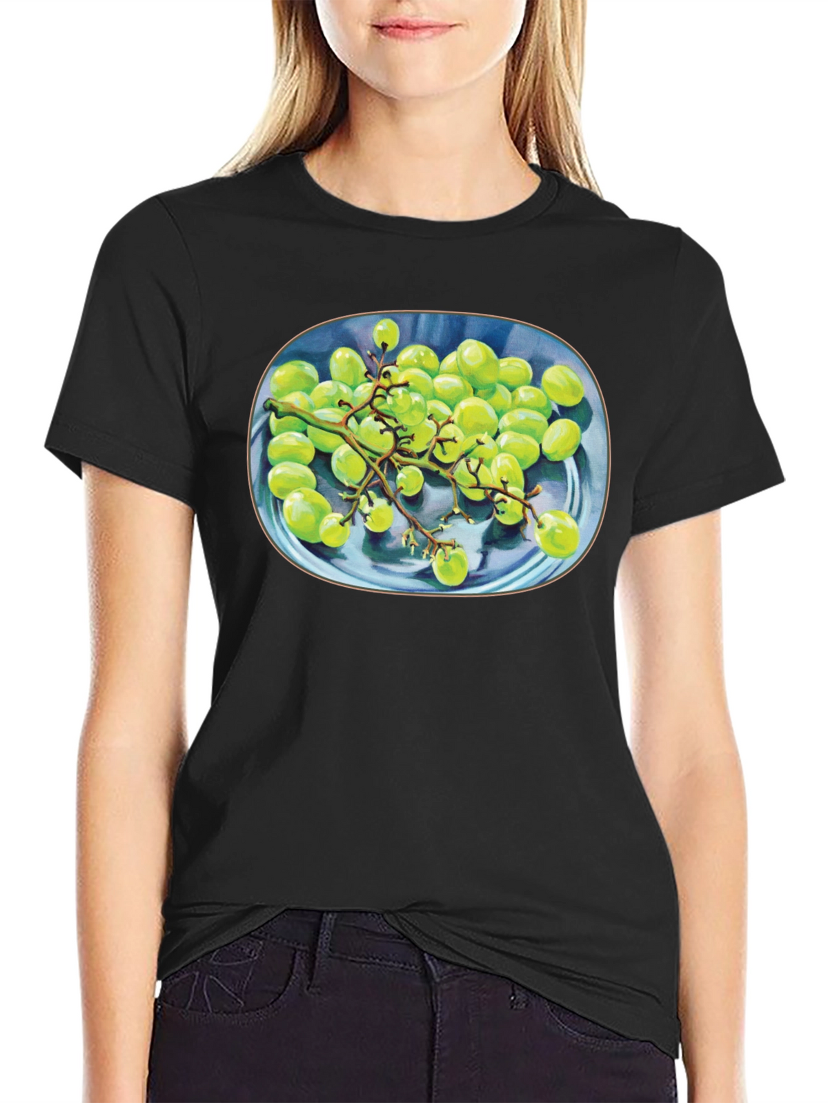 Green Grapes Graphic Tee - Unique Fruit Design Shirt