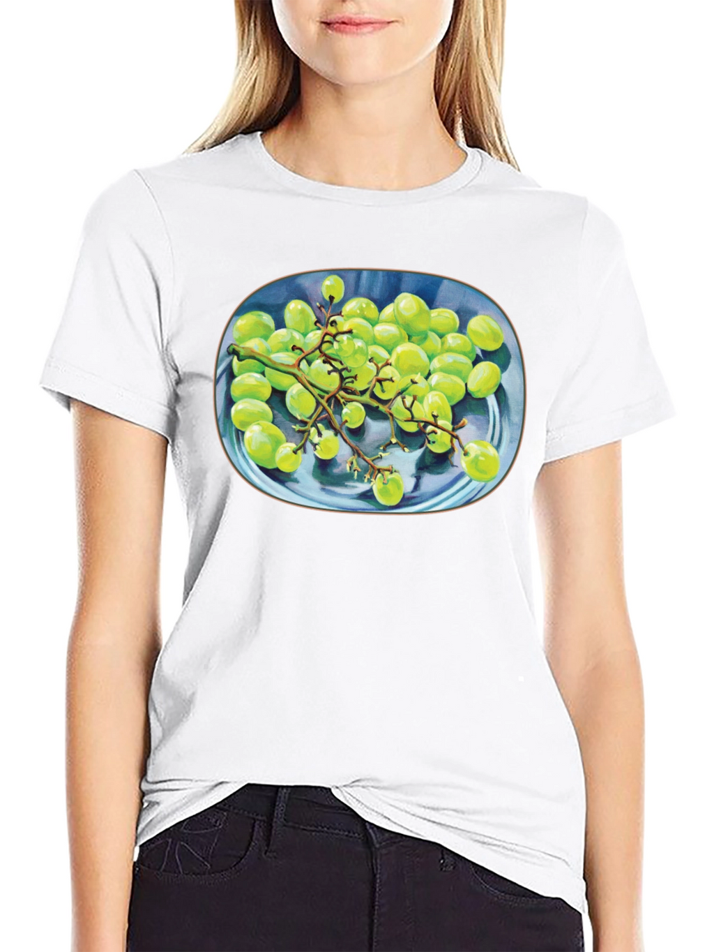 Green Grapes Graphic Tee - Unique Fruit Design Shirt