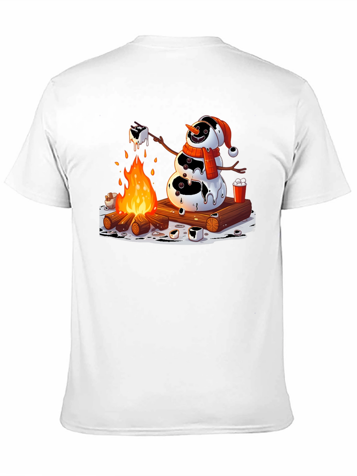 Melting Snowman Smores Campfire Graphic Tee