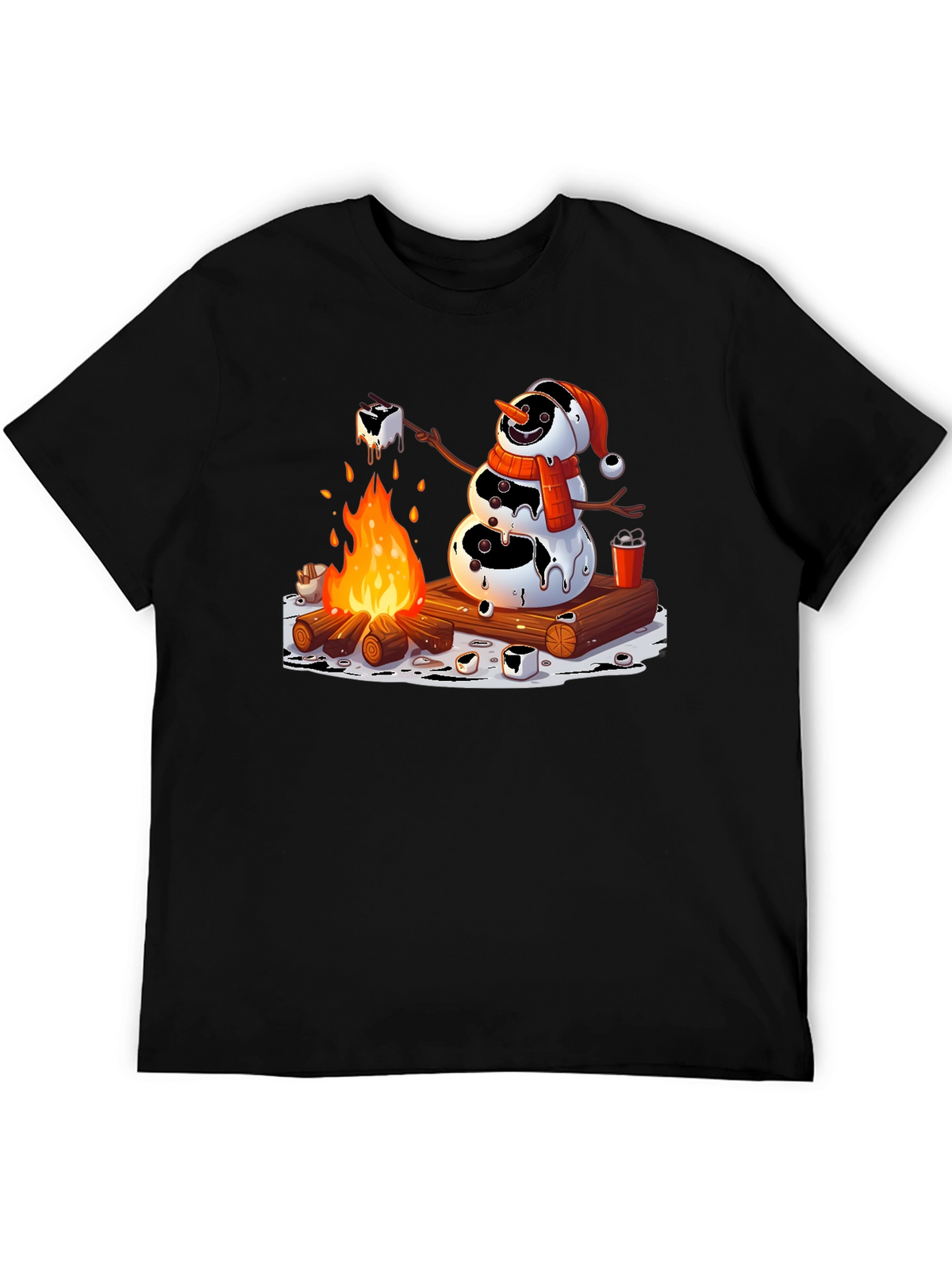 Melting Snowman Smores Campfire Graphic Tee