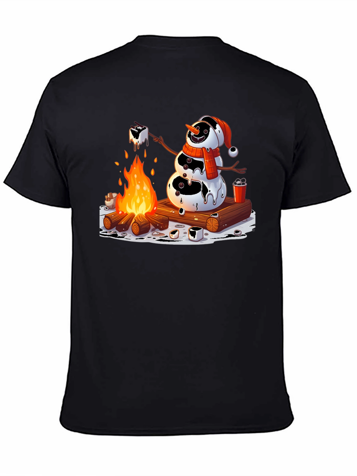 Melting Snowman Smores Campfire Graphic Tee