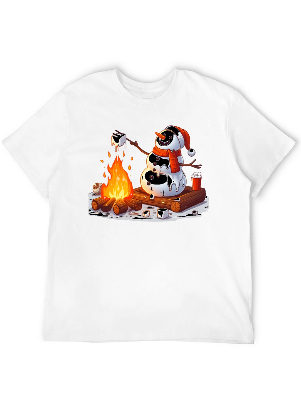 Melting Snowman Smores Campfire Graphic Tee