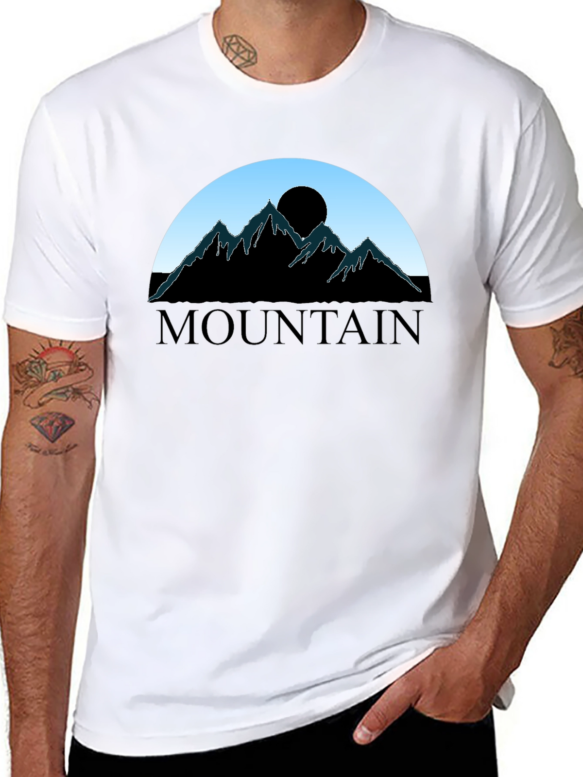 Mountain Silhouette Graphic Tee - Black Cotton Blend