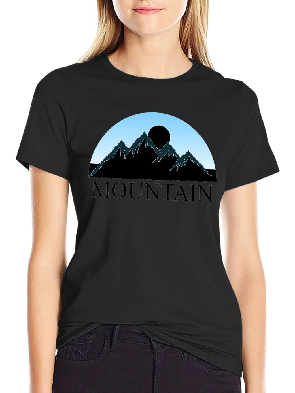 Mountain Silhouette Graphic Tee - Black Cotton Blend
