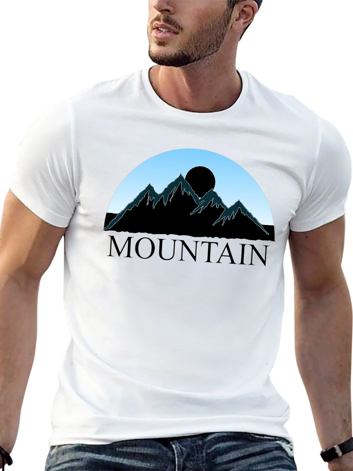Mountain Silhouette Graphic Tee - Black Cotton Blend