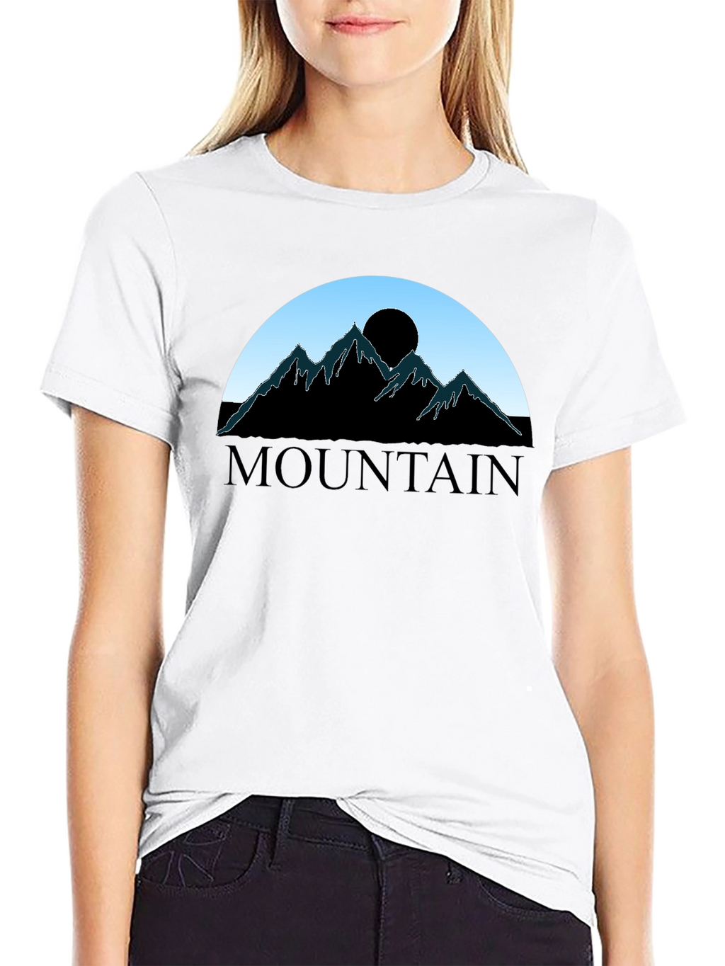 Mountain Silhouette Graphic Tee - Black Cotton Blend