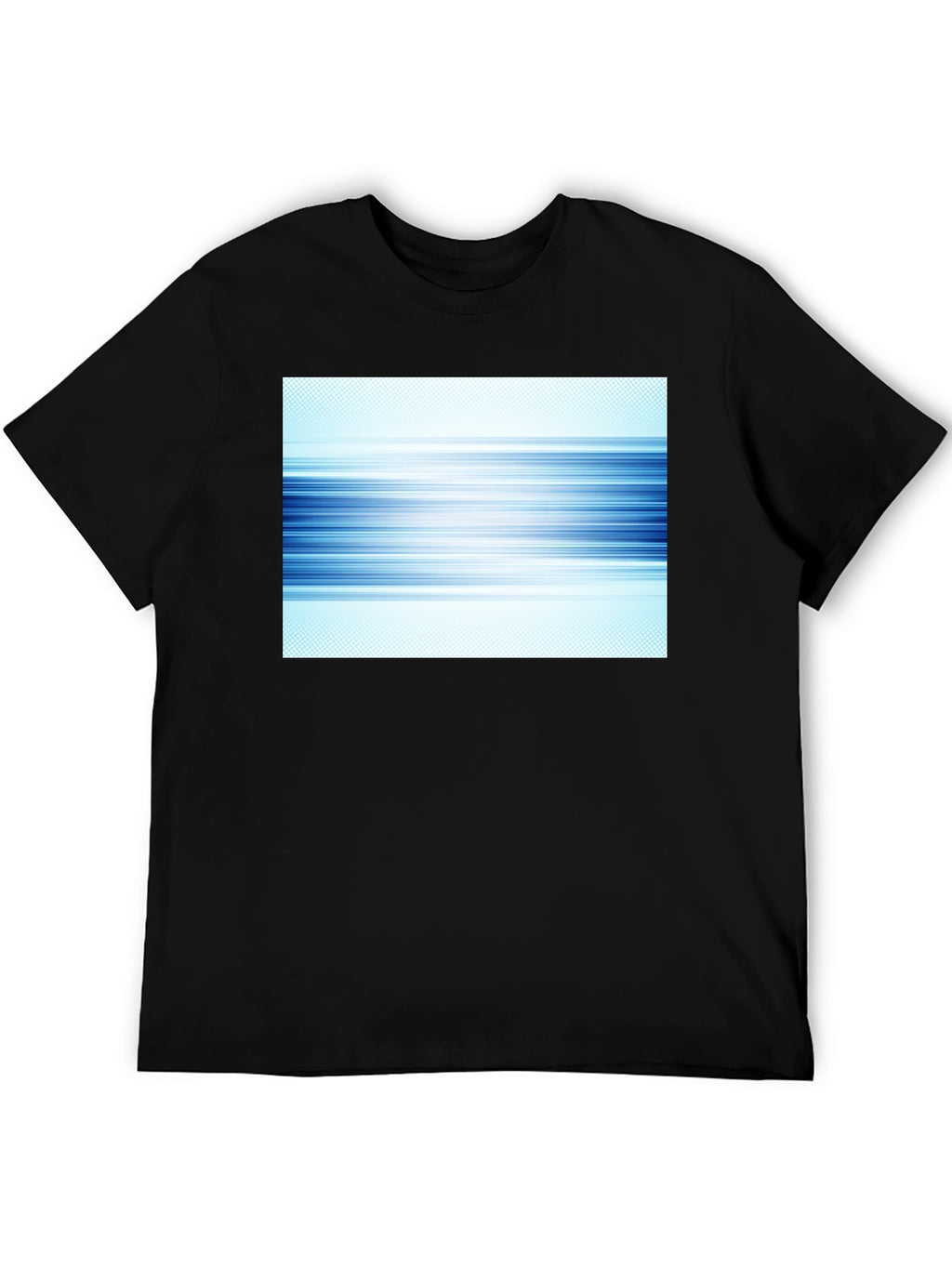 Abstract Blue Lines Graphic Black T-Shirt