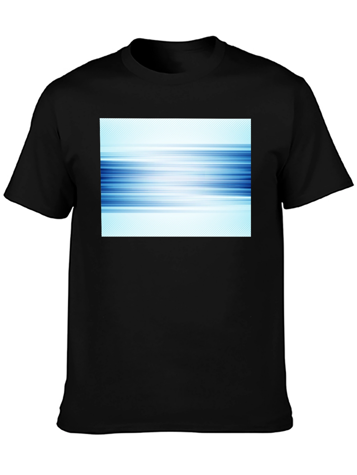 Abstract Blue Lines Graphic Black T-Shirt
