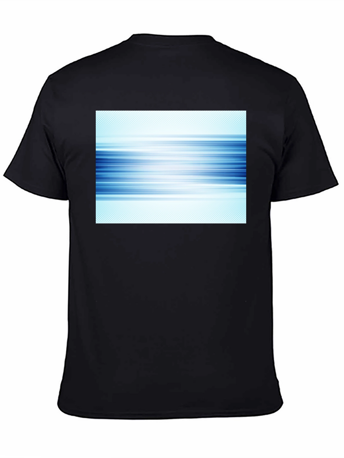 Abstract Blue Lines Graphic Black T-Shirt
