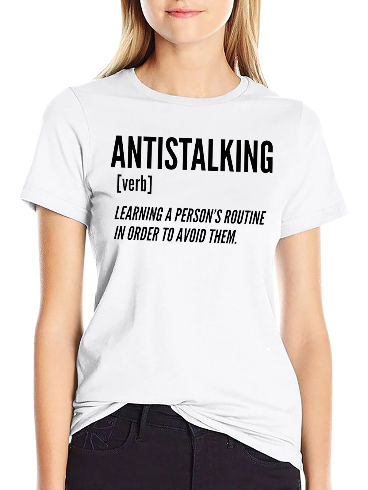 Antistalking Verb Definition Graphic Tee - Black