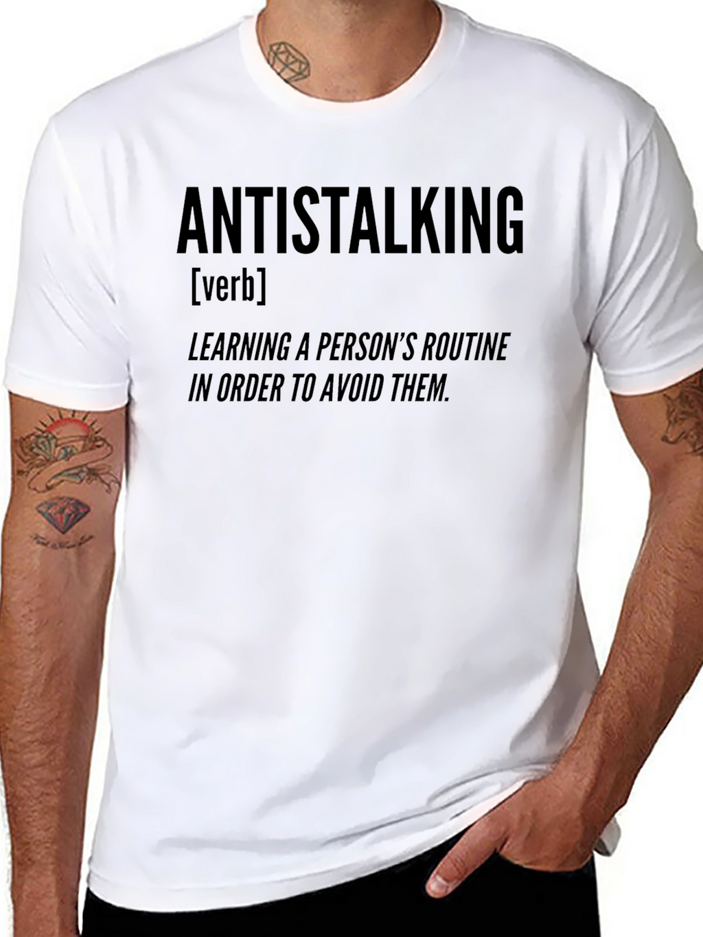 Antistalking Verb Definition Graphic Tee - Black