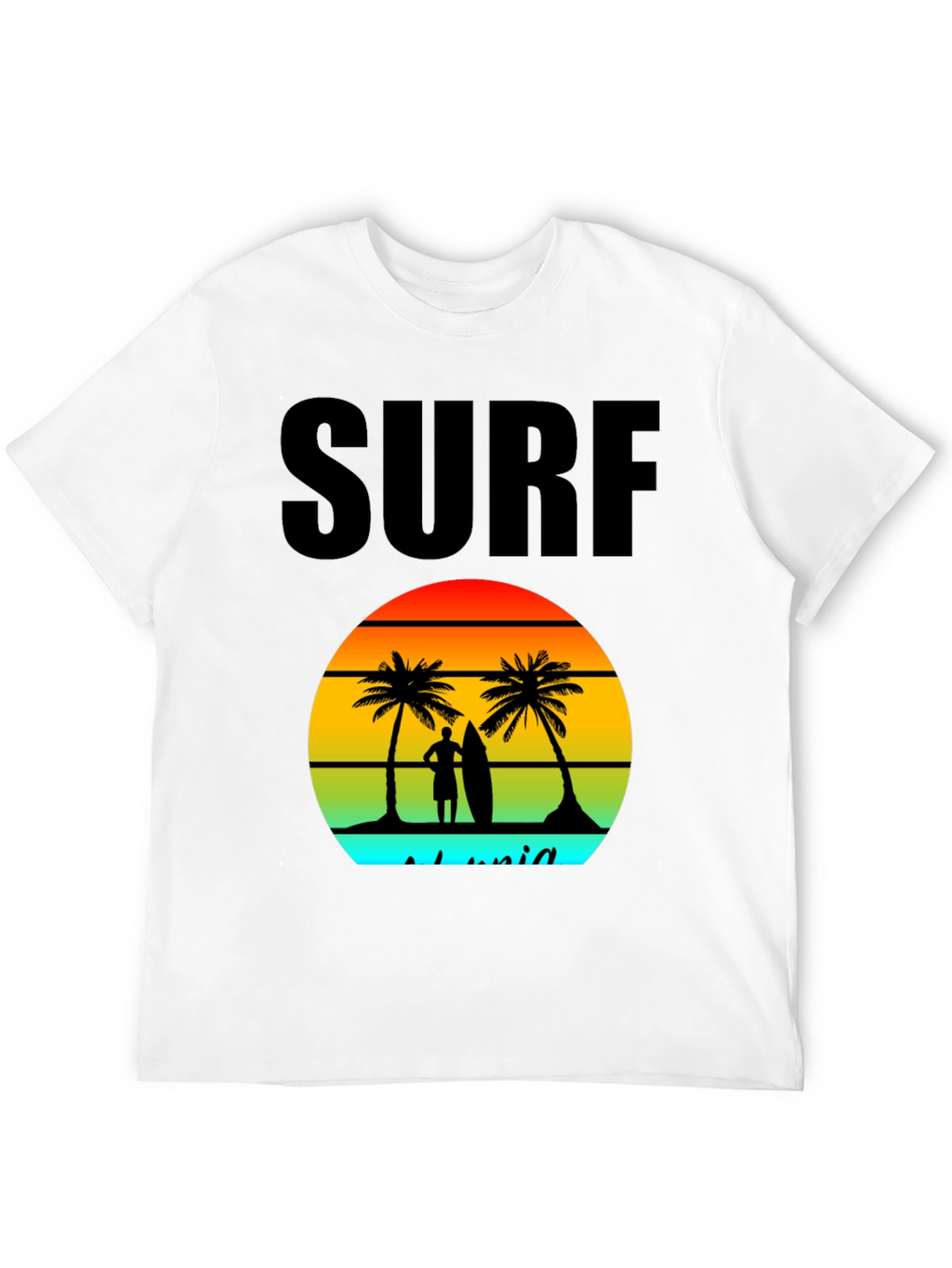 Surf Island Graphic Tee - Black Cotton T-Shirt