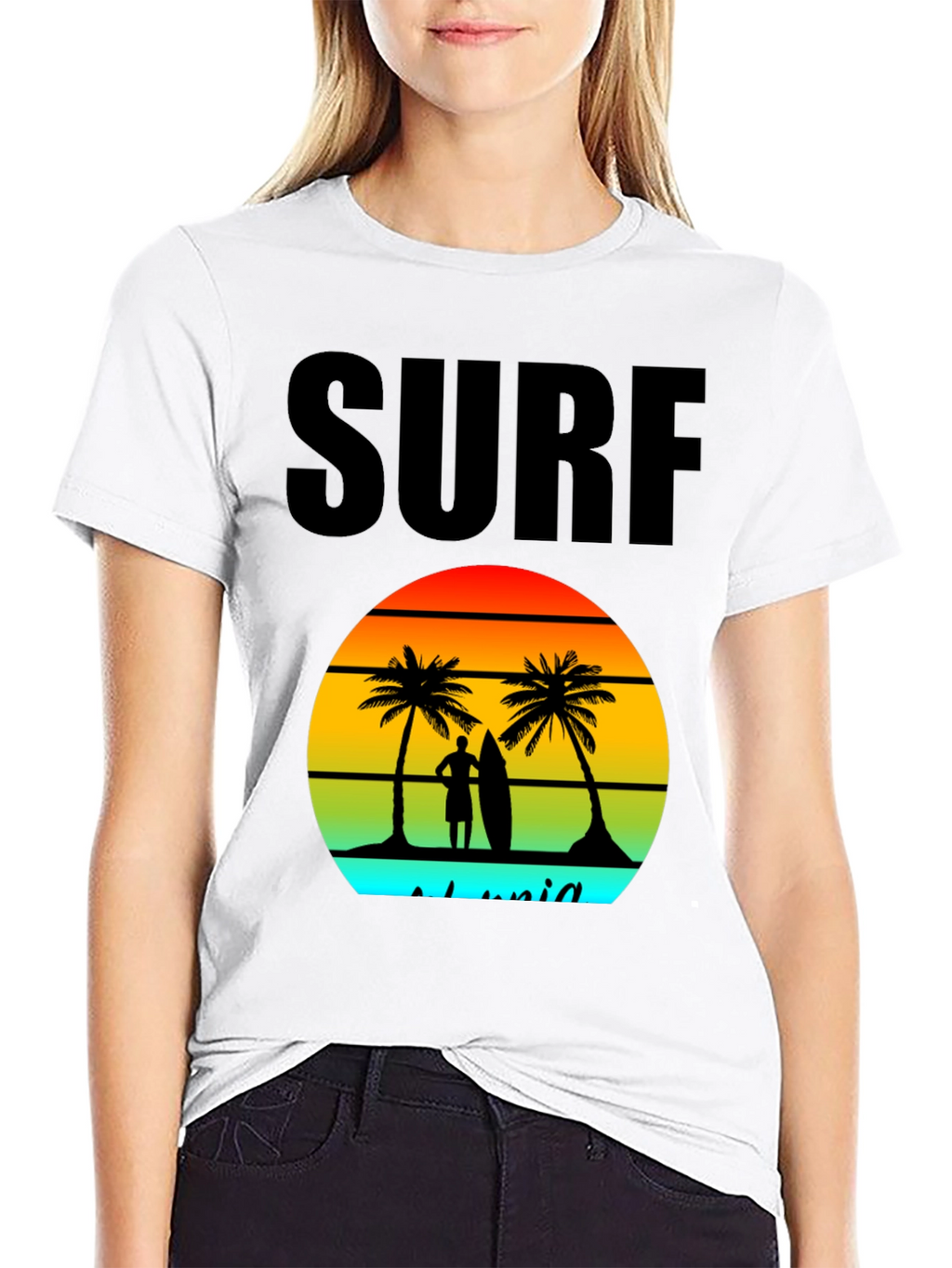 Surf Island Graphic Tee - Black Cotton T-Shirt