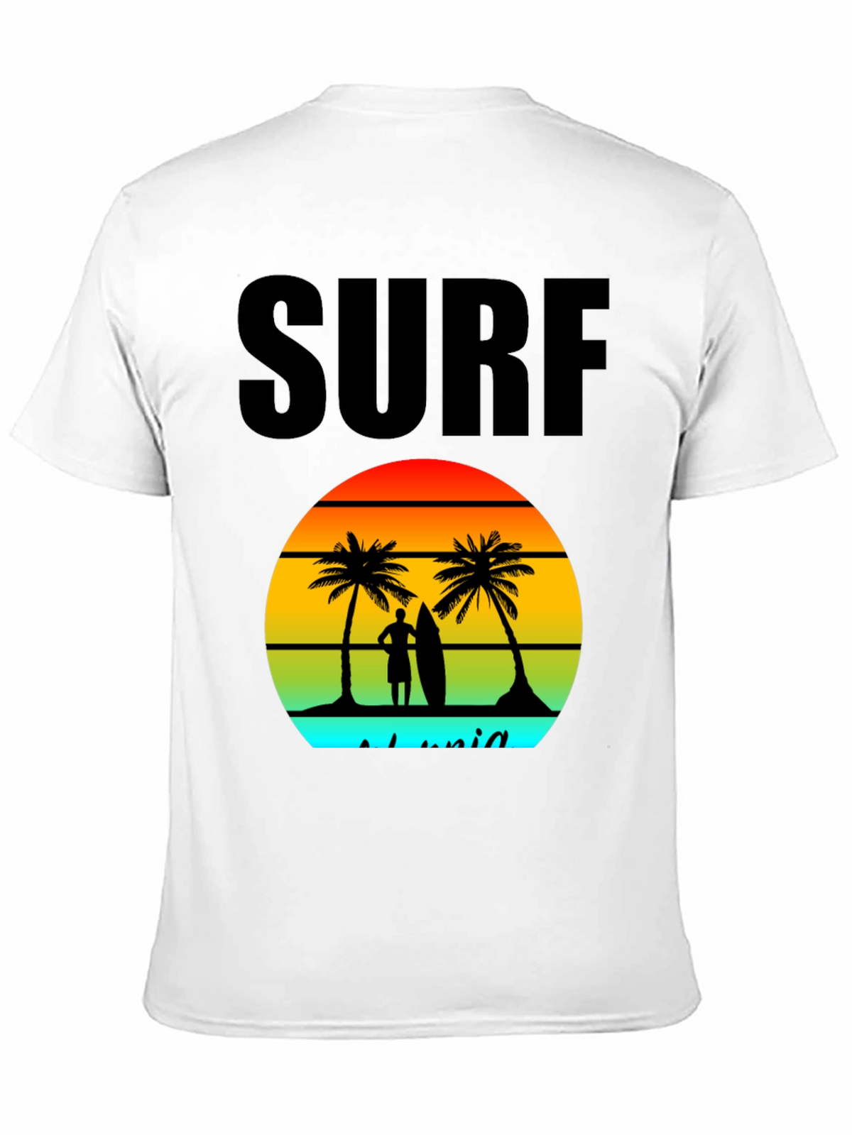 Surf Island Graphic Tee - Black Cotton T-Shirt