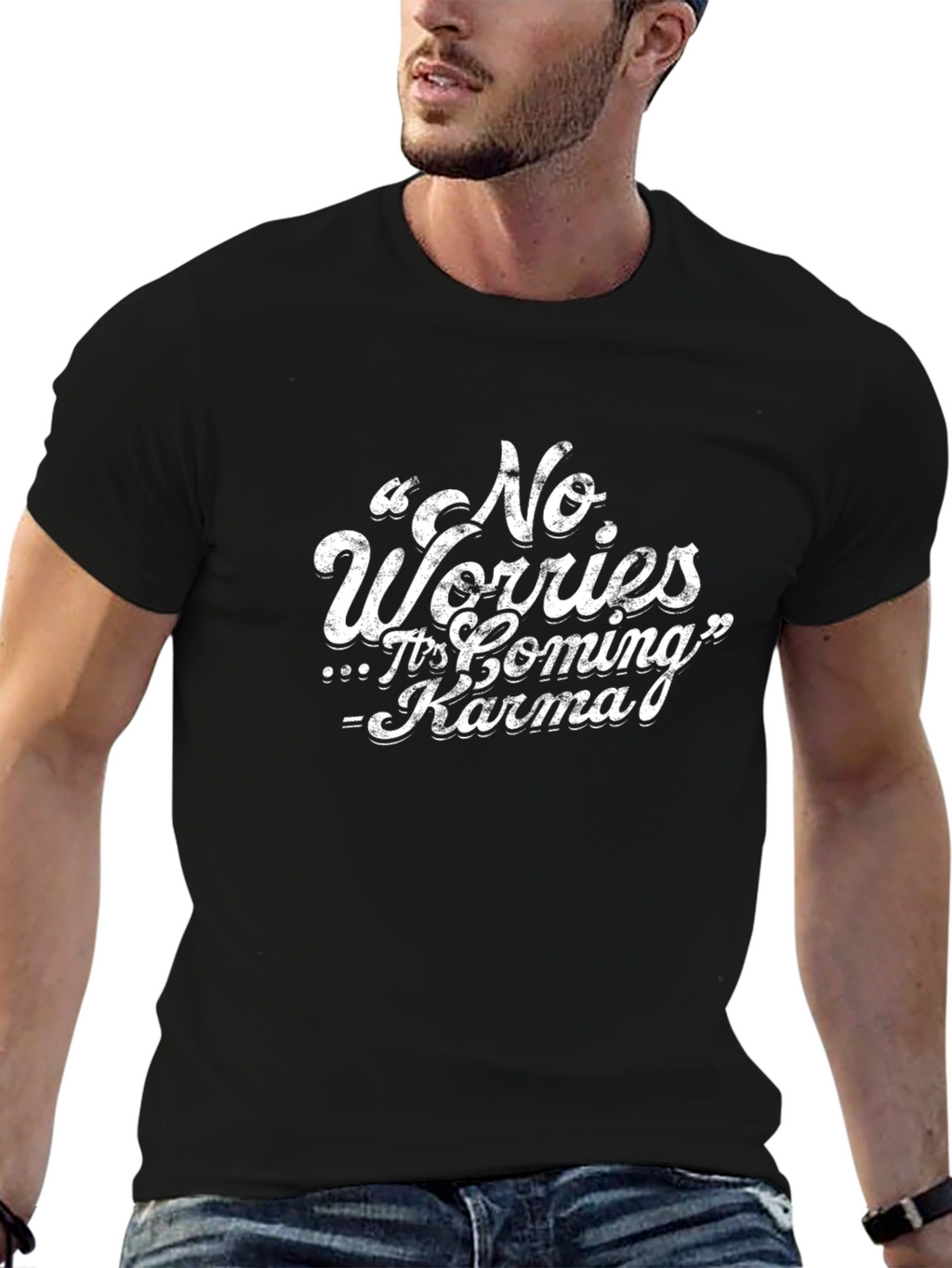 No Worries Karma T-Shirt - Black Graphic Tee