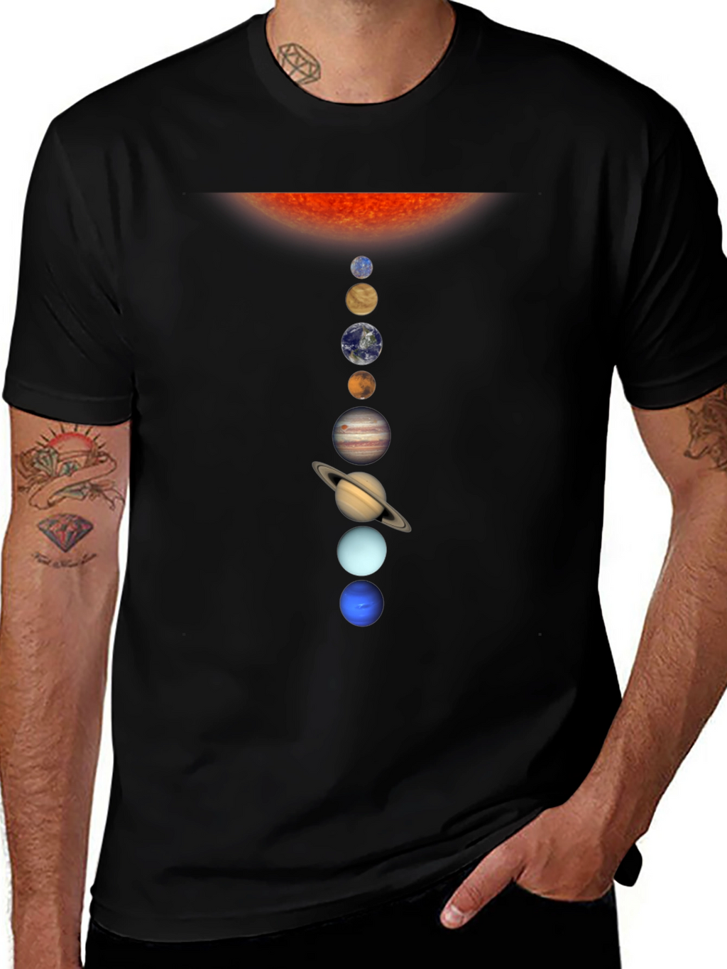 Solar System Planets Graphic T-Shirt - Black
