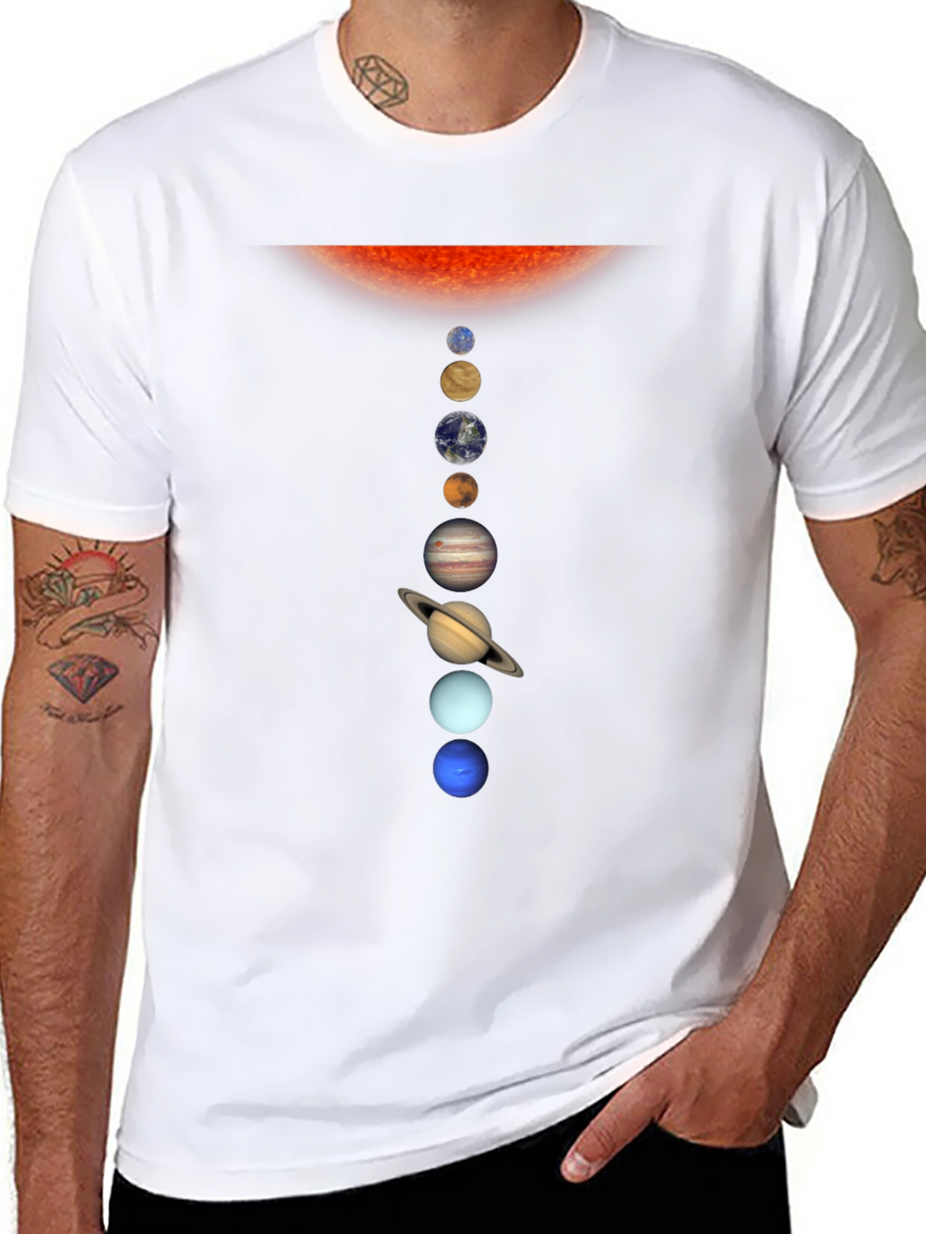 Solar System Planets Graphic T-Shirt - Black