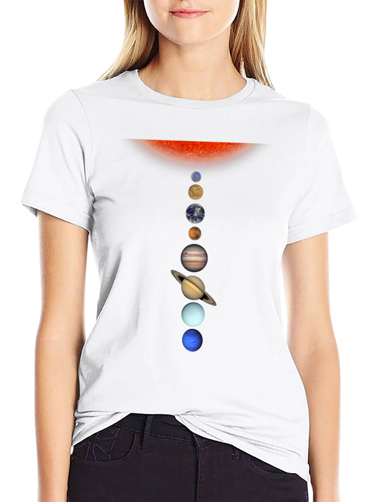 Solar System Planets Graphic T-Shirt - Black