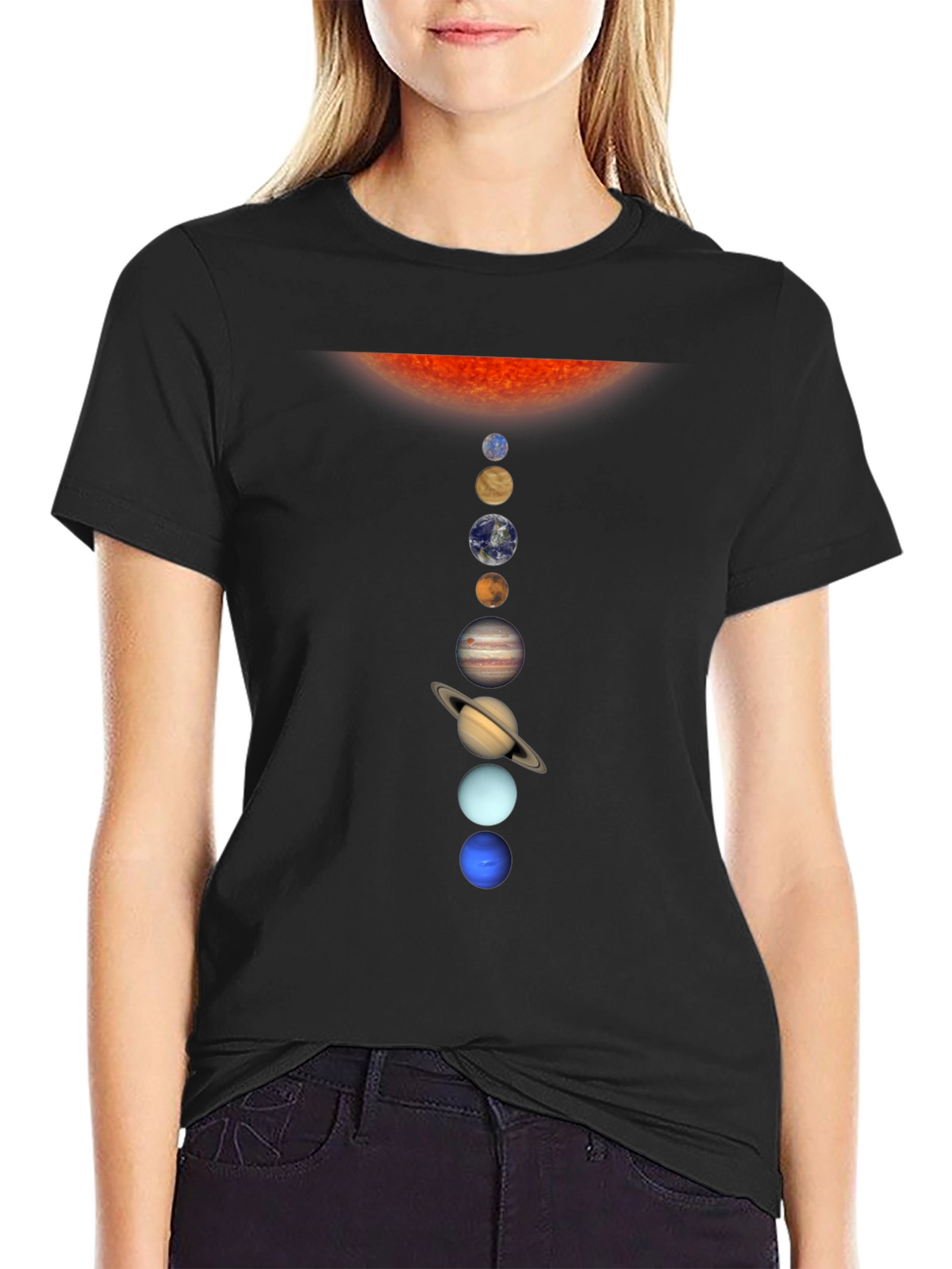 Solar System Planets Graphic T-Shirt - Black