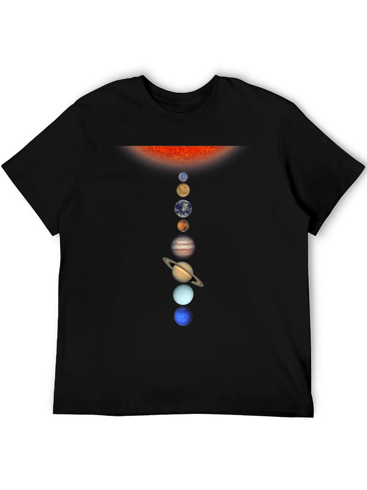 Solar System Planets Graphic T-Shirt - Black