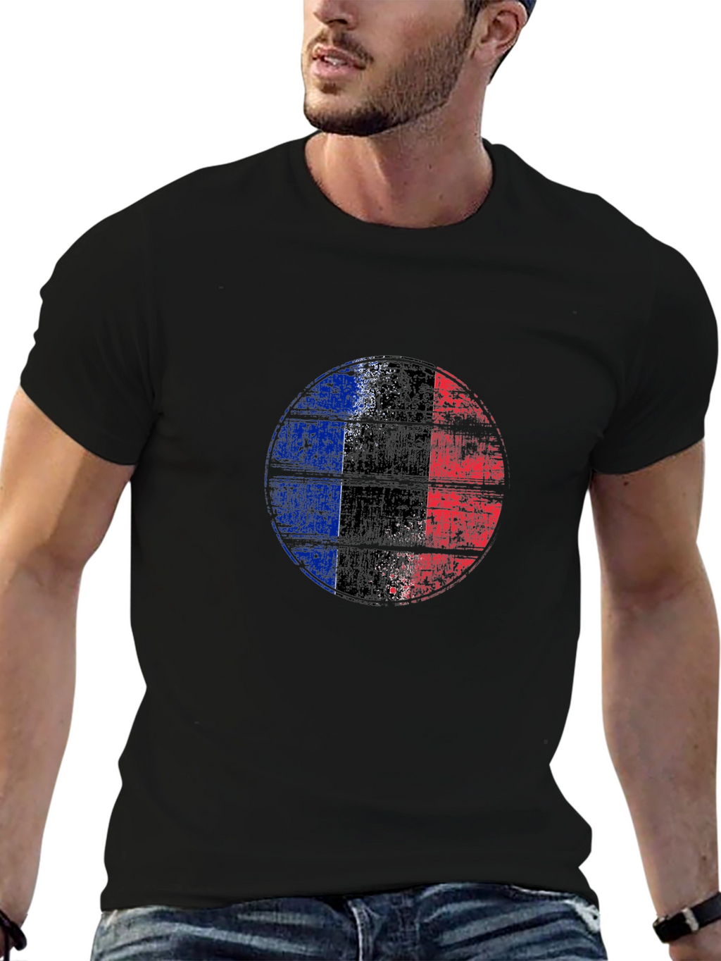 France Flag Distressed Graphic Tee