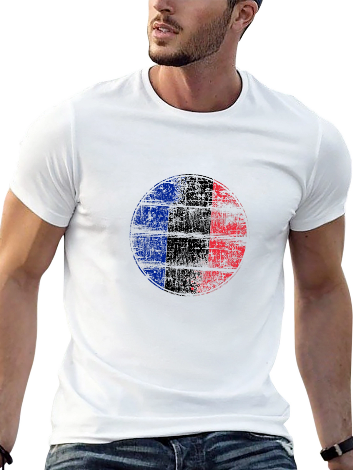 France Flag Distressed Graphic Tee