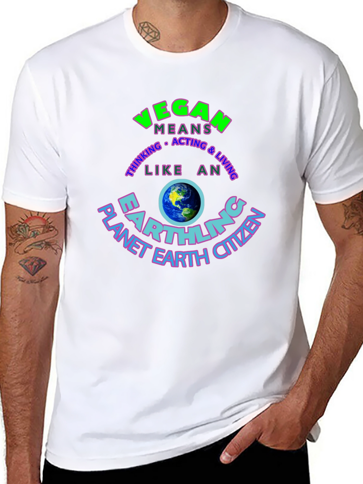 Vegan Earthling T-Shirt - Planet Earth Citizen