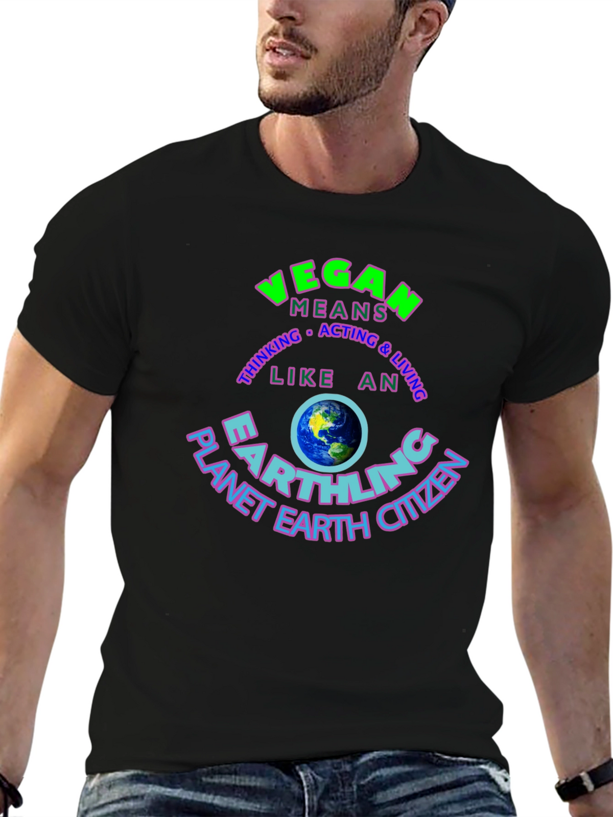 Vegan Earthling T-Shirt - Planet Earth Citizen