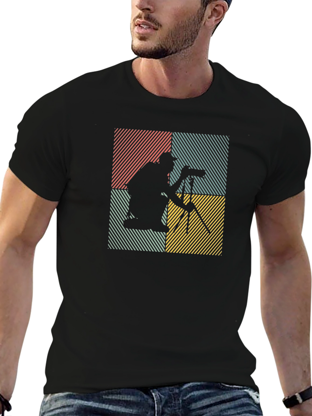 Photographer Silhouette Graphic Tee - Retro Style